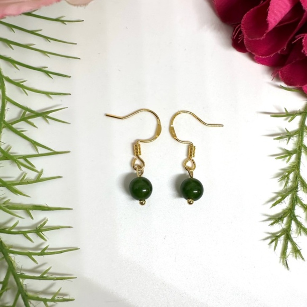 NEW⚜️Jade Gemstone Bead Dangly Earrings